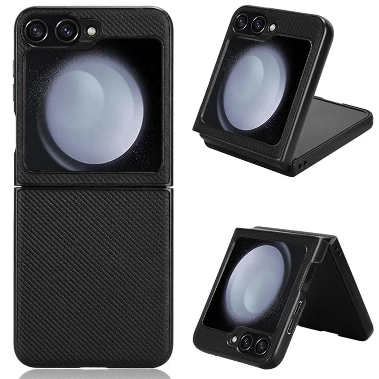 For Samsung Galaxy Z Flip6 5G Case Carbon Fiber Texture PU+PC Drop-Proof Phone Shell