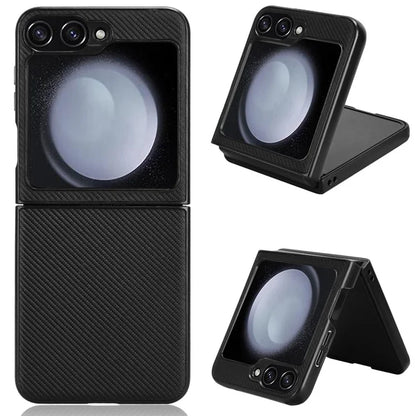 For Samsung Galaxy Z Flip6 5G Case Carbon Fiber Texture PU+PC Drop-Proof Phone Shell