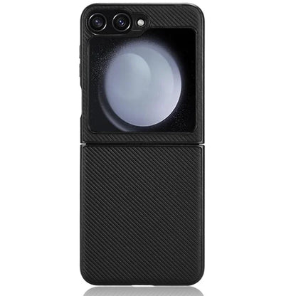 For Samsung Galaxy Z Flip6 5G Case Carbon Fiber Texture PU+PC Drop-Proof Phone Shell