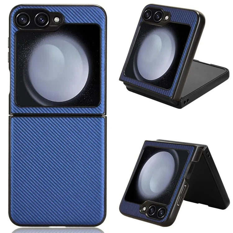For Samsung Galaxy Z Flip6 5G Case Carbon Fiber Texture PU+PC Drop-Proof Phone Shell