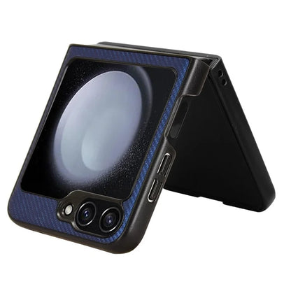 For Samsung Galaxy Z Flip6 5G Case Carbon Fiber Texture PU+PC Drop-Proof Phone Shell