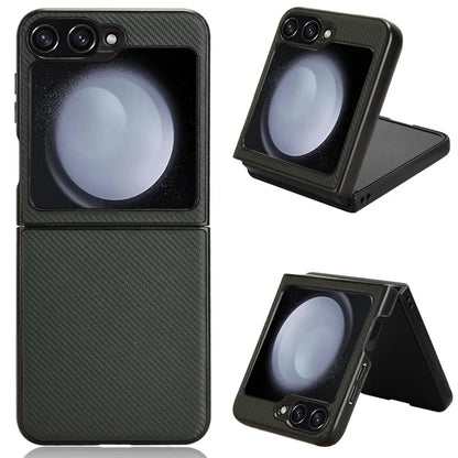 For Samsung Galaxy Z Flip6 5G Case Carbon Fiber Texture PU+PC Drop-Proof Phone Shell