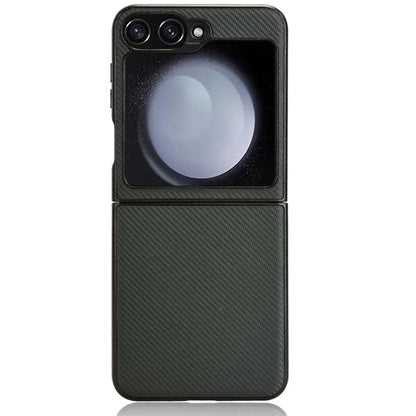 For Samsung Galaxy Z Flip6 5G Case Carbon Fiber Texture PU+PC Drop-Proof Phone Shell