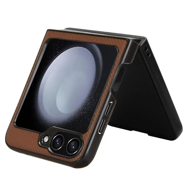 For Samsung Galaxy Z Flip6 5G Case Carbon Fiber Texture PU+PC Drop-Proof Phone Shell