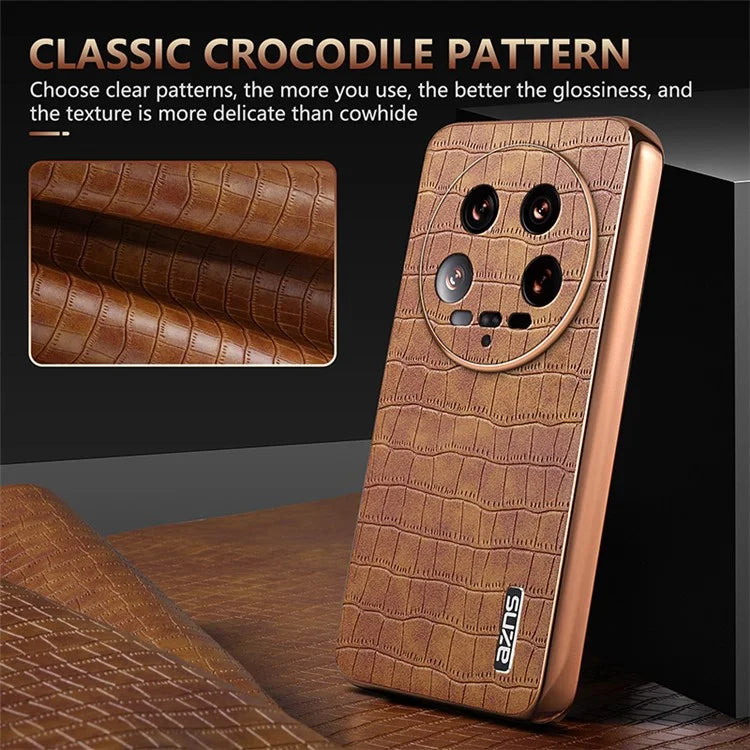 AZNS For Xiaomi 14 Ultra Case Crocodile Pattern Leather Phone Back Cover Classic Fashion