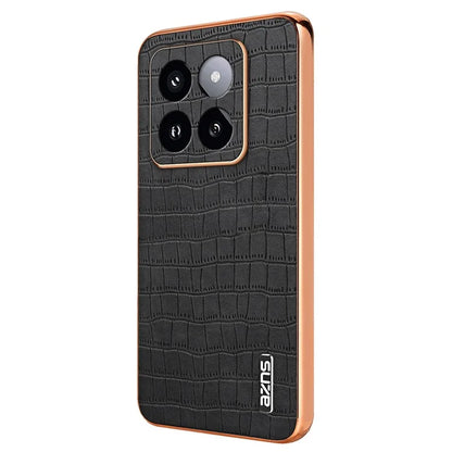 AZNS For Xiaomi 14 Pro Case Leather + TPU Electroplating Phone Cover Crocodile Texture
