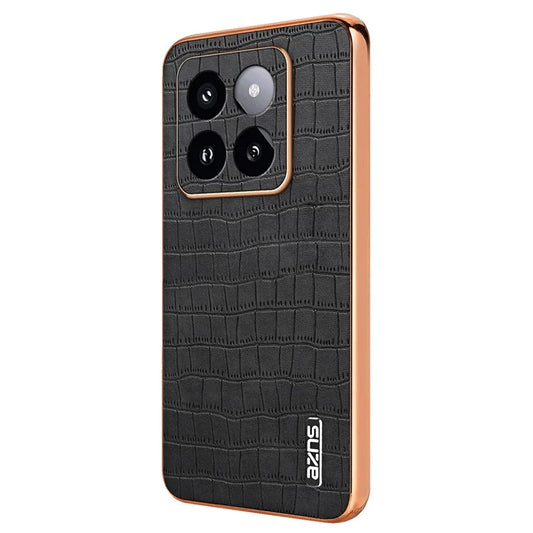 AZNS For Xiaomi 14 Pro Case Leather + TPU Electroplating Phone Cover Crocodile Texture