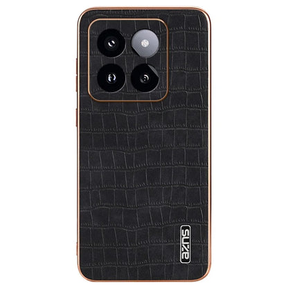 AZNS For Xiaomi 14 Pro Case Leather + TPU Electroplating Phone Cover Crocodile Texture