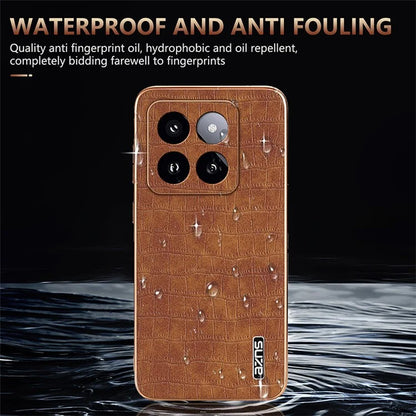 AZNS For Xiaomi 14 Pro Case Leather + TPU Electroplating Phone Cover Crocodile Texture