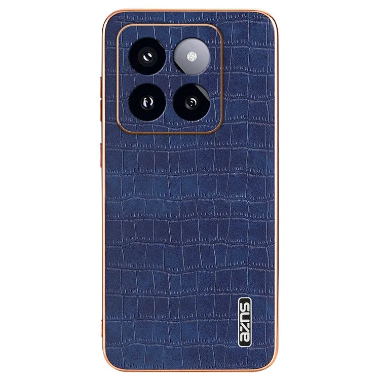 AZNS For Xiaomi 14 Pro Case Leather + TPU Electroplating Phone Cover Crocodile Texture