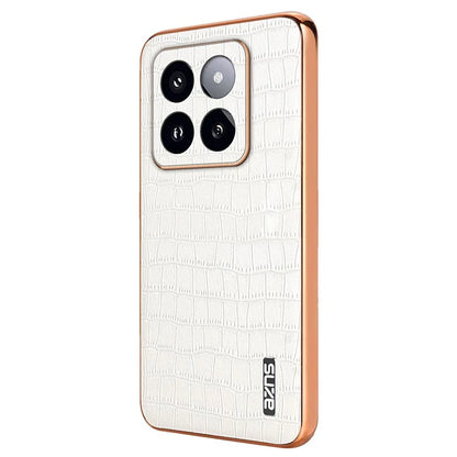 AZNS For Xiaomi 14 Pro Case Leather + TPU Electroplating Phone Cover Crocodile Texture