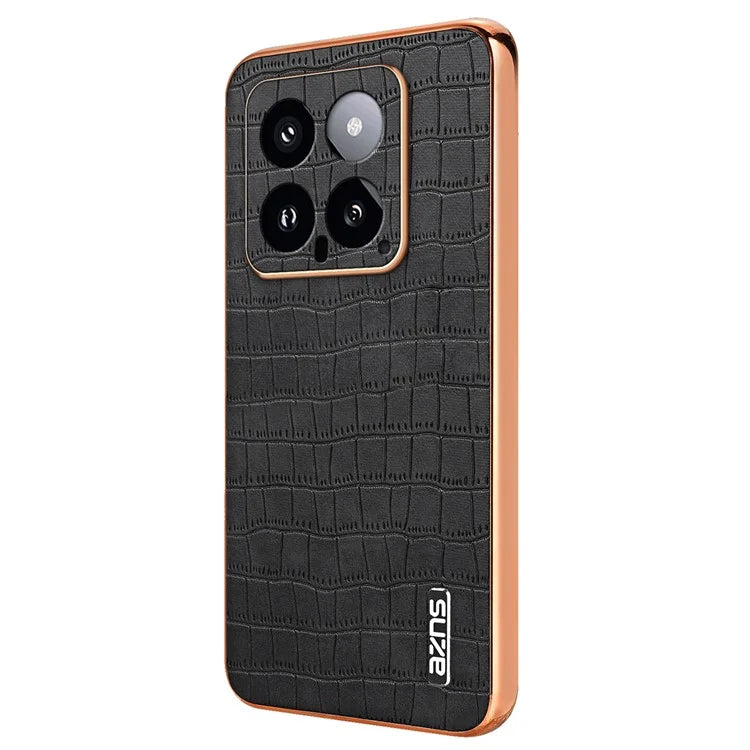 AZNS For Xiaomi 14 Case PU Leather Classic Crocodile Pattern Back Cover
