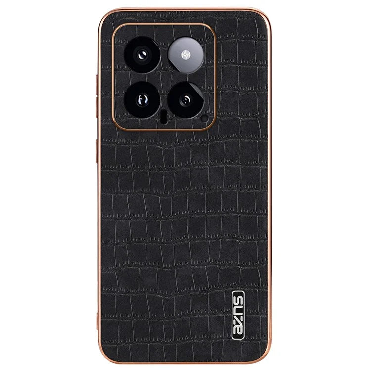 AZNS For Xiaomi 14 Case PU Leather Classic Crocodile Pattern Back Cover