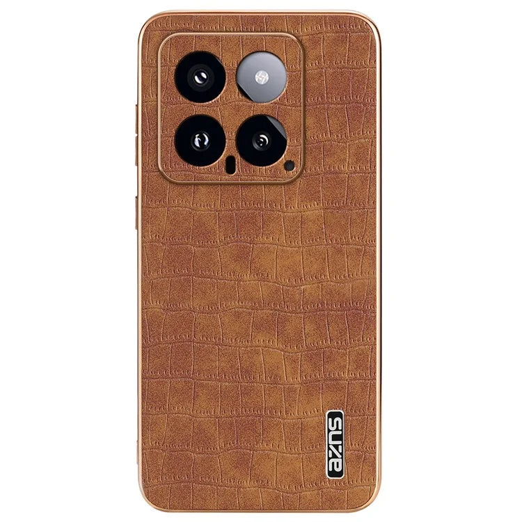 AZNS For Xiaomi 14 Case PU Leather Classic Crocodile Pattern Back Cover