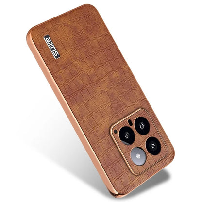 AZNS For Xiaomi 14 Case PU Leather Classic Crocodile Pattern Back Cover
