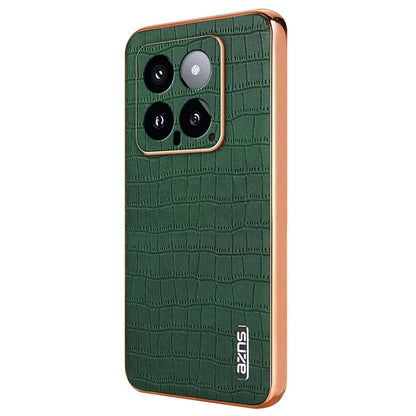 AZNS For Xiaomi 14 Case PU Leather Classic Crocodile Pattern Back Cover