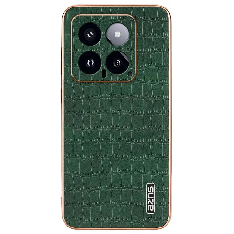 AZNS For Xiaomi 14 Case PU Leather Classic Crocodile Pattern Back Cover