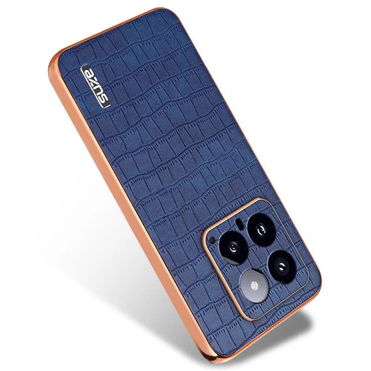 AZNS For Xiaomi 14 Case PU Leather Classic Crocodile Pattern Back Cover