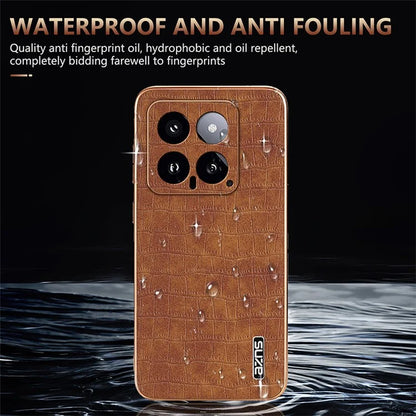 AZNS For Xiaomi 14 Case PU Leather Classic Crocodile Pattern Back Cover