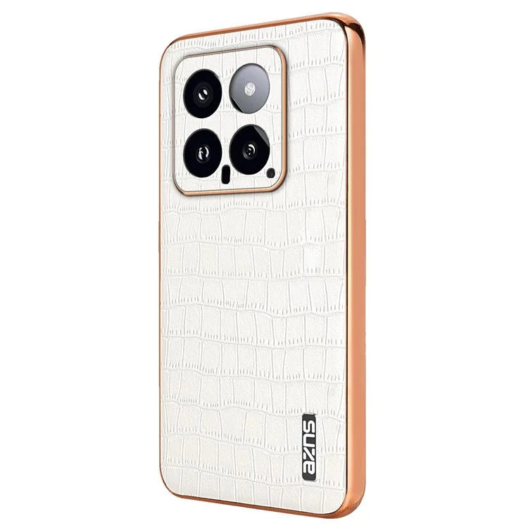 AZNS For Xiaomi 14 Case PU Leather Classic Crocodile Pattern Back Cover