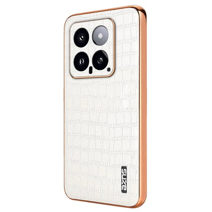 AZNS For Xiaomi 14 Case PU Leather Classic Crocodile Pattern Back Cover