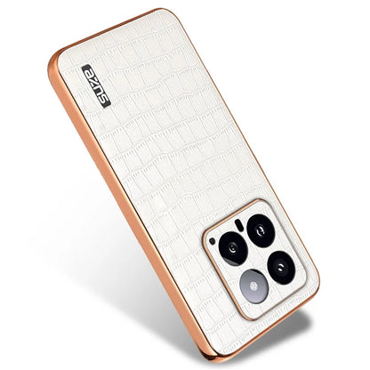 AZNS For Xiaomi 14 Case PU Leather Classic Crocodile Pattern Back Cover