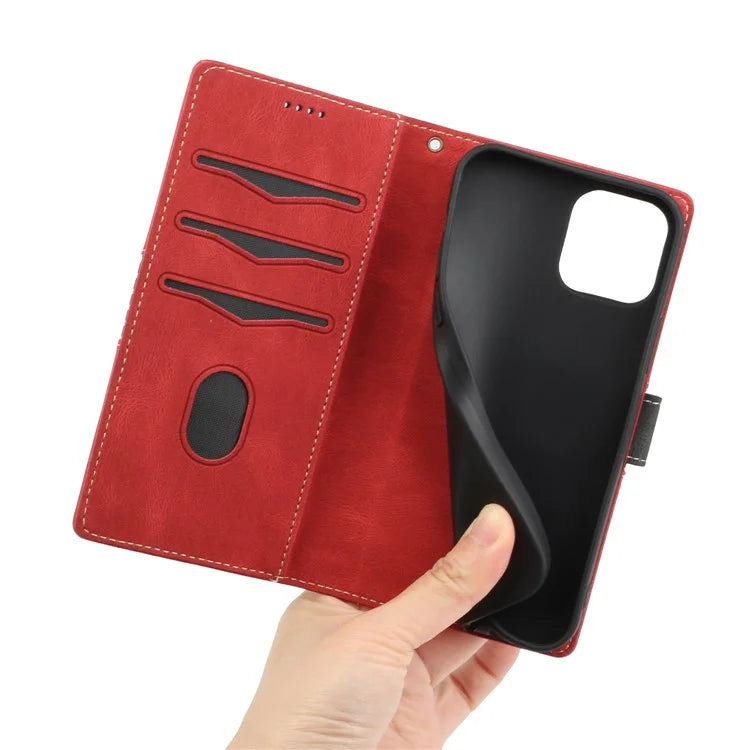 For iPhone 16 Pro Max Case Grid Splicing PU Leather Wallet Phone Cover