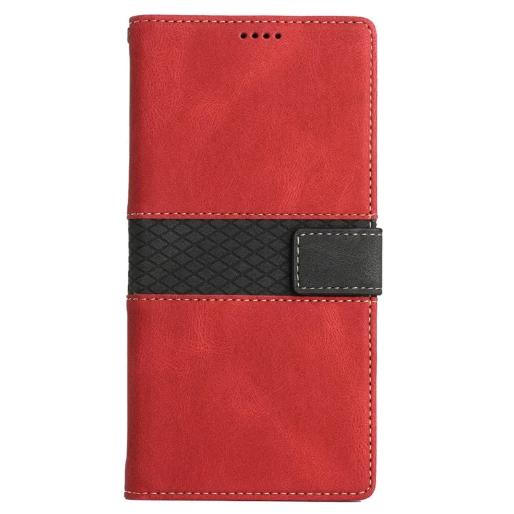 For iPhone 16 Pro Max Case Grid Splicing PU Leather Wallet Phone Cover