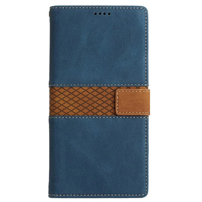 For iPhone 16 Pro Case with Hand Strap Grid Splicing Leather Phone Wallet Cover