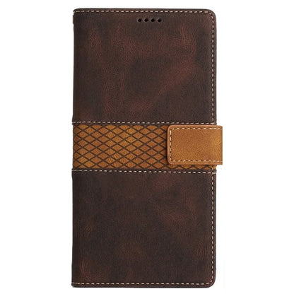 For iPhone 16 Pro Case with Hand Strap Grid Splicing Leather Phone Wallet Cover