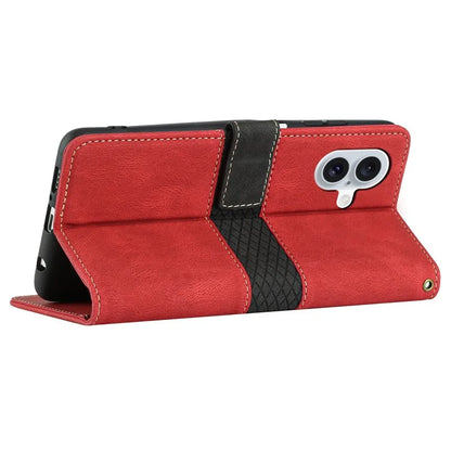 For iPhone 16 Plus Case Wallet Stand Grid Splicing Phone Leather Cover