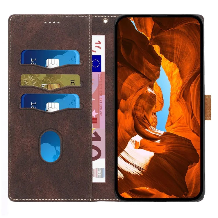 For iPhone 16 Plus Case Wallet Stand Grid Splicing Phone Leather Cover