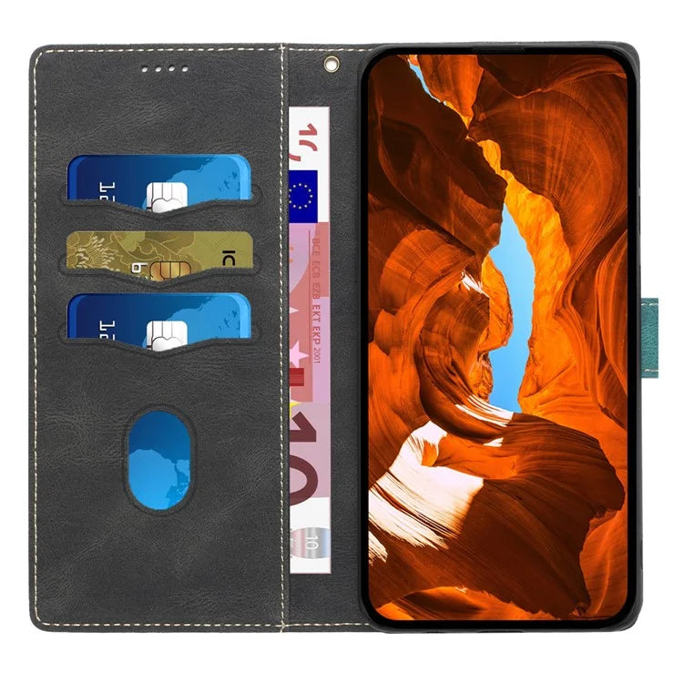 For iPhone 16 Plus Case Wallet Stand Grid Splicing Phone Leather Cover