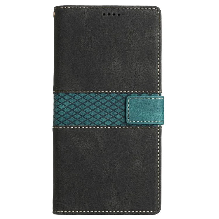 For iPhone 16 Plus Case Wallet Stand Grid Splicing Phone Leather Cover