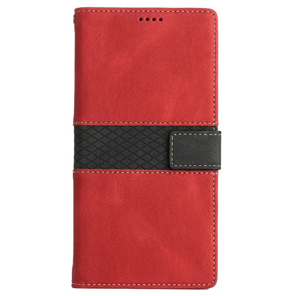 For iPhone 16 Case Grid Splicing Wallet Card Slots PU Leather Phone Cover