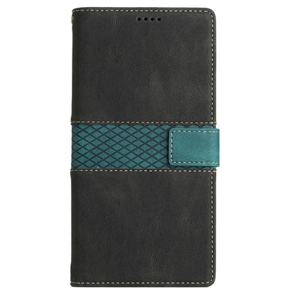 For iPhone 16 Case Grid Splicing Wallet Card Slots PU Leather Phone Cover
