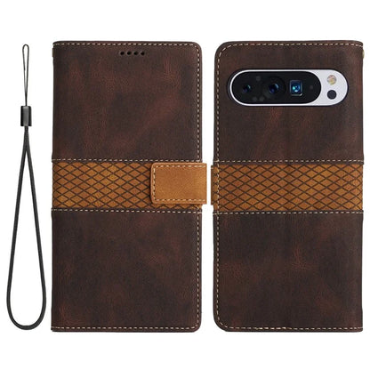For Google Pixel 9 Pro / Pixel 9 Case Wallet PU Leather Phone Cover Grid Splicing