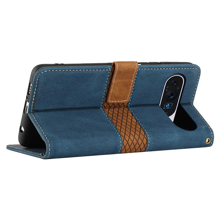For Google Pixel 9 Pro / Pixel 9 Case Wallet PU Leather Phone Cover Grid Splicing
