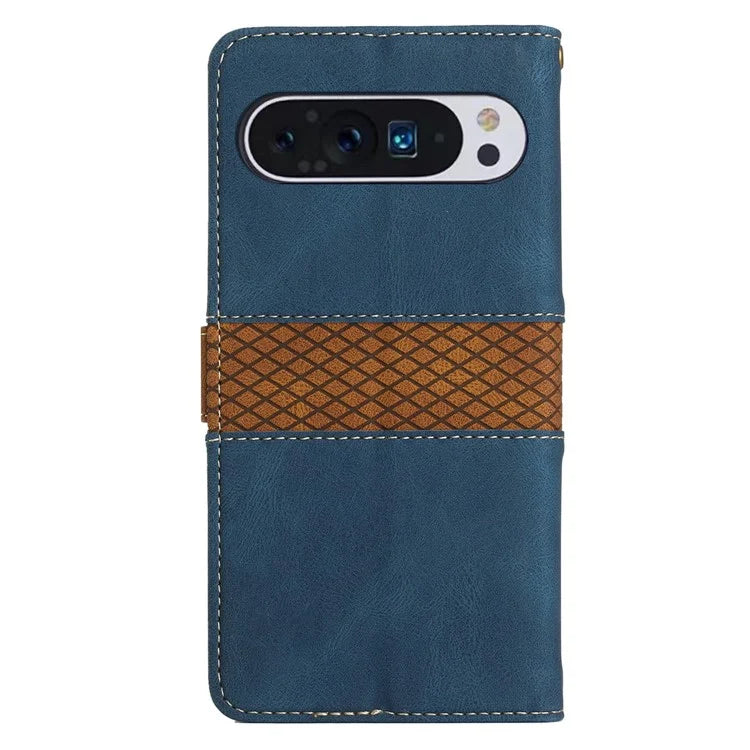 For Google Pixel 9 Pro / Pixel 9 Case Wallet PU Leather Phone Cover Grid Splicing