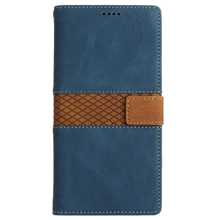 For iPhone SE (2024) Wallet Case Grid Splicing Card Slots PU Leather Phone Cover