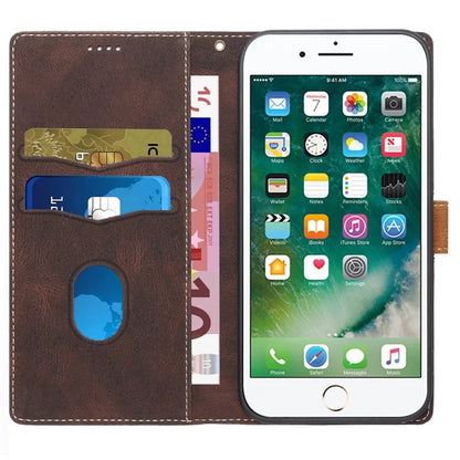 For iPhone SE (2024) Wallet Case Grid Splicing Card Slots PU Leather Phone Cover