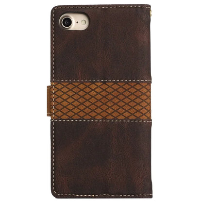 For iPhone SE (2024) Wallet Case Grid Splicing Card Slots PU Leather Phone Cover