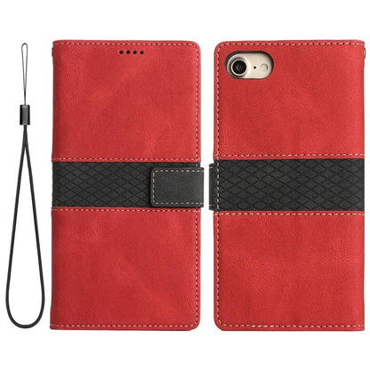 For iPhone SE (2024) Wallet Case Grid Splicing Card Slots PU Leather Phone Cover