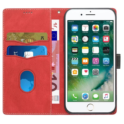 For iPhone SE (2024) Wallet Case Grid Splicing Card Slots PU Leather Phone Cover