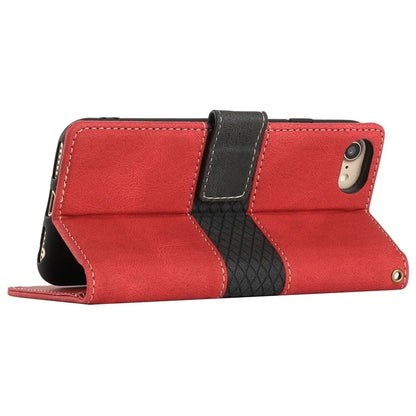 For iPhone SE (2024) Wallet Case Grid Splicing Card Slots PU Leather Phone Cover