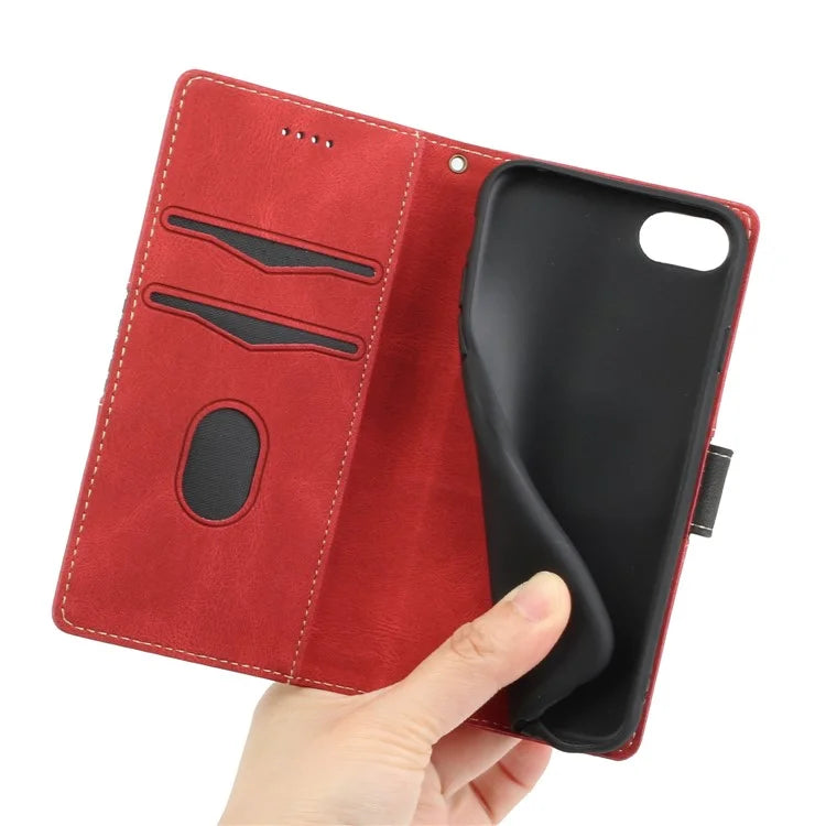 For iPhone SE (2024) Wallet Case Grid Splicing Card Slots PU Leather Phone Cover