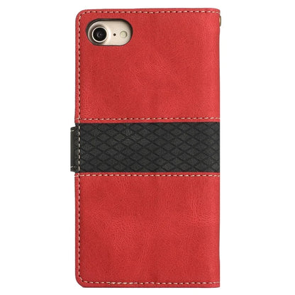 For iPhone SE (2024) Wallet Case Grid Splicing Card Slots PU Leather Phone Cover
