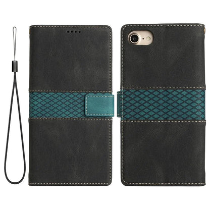 For iPhone SE (2024) Wallet Case Grid Splicing Card Slots PU Leather Phone Cover