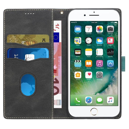 For iPhone SE (2024) Wallet Case Grid Splicing Card Slots PU Leather Phone Cover