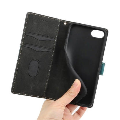 For iPhone SE (2024) Wallet Case Grid Splicing Card Slots PU Leather Phone Cover